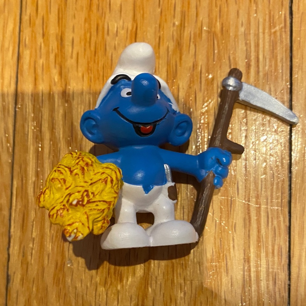 Vintage 1981 Smurf Figurine with Scythe